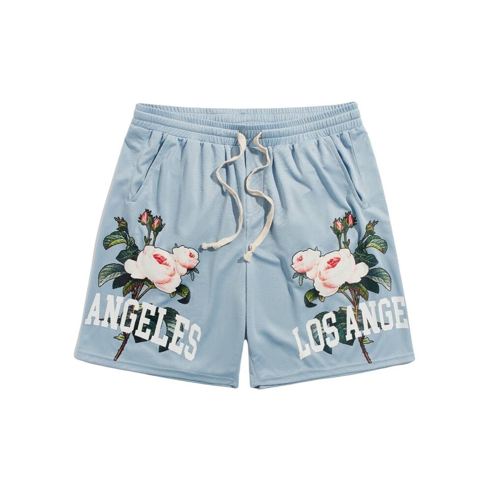 Men's Letter Graphic Track Shorts Drawstring Waist Summer Workout Shorts Small